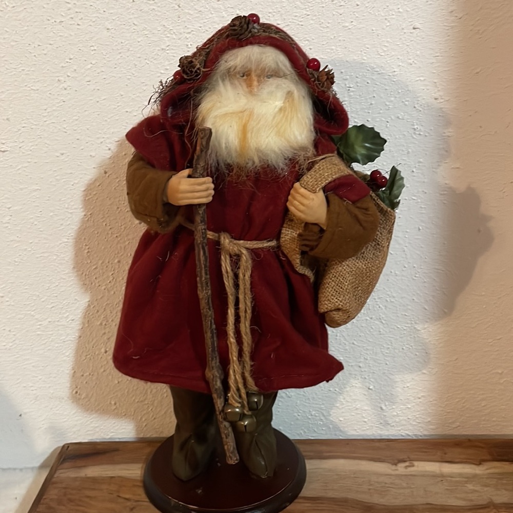 Santa Claus Traveler With Hiking Staff And Pack  1990's